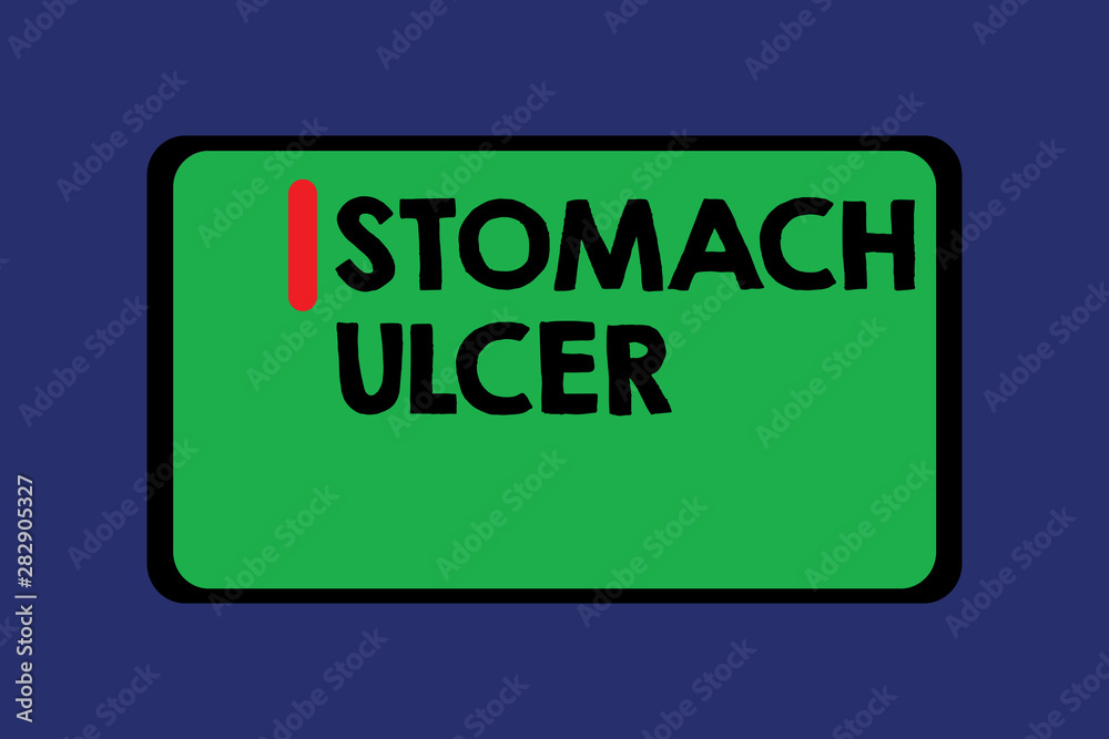 Conceptual hand writing showing Stomach Ulcer. Business photo text Open sores that develop on the inside lining of your stomach. Conceptual hand writing showing Stomach Ulcer. Business photo text Open sores that develop on the inside lining of your stomach.