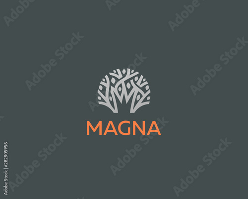 Abstract royal tree vector logo icon. Park nature crown logotype.
