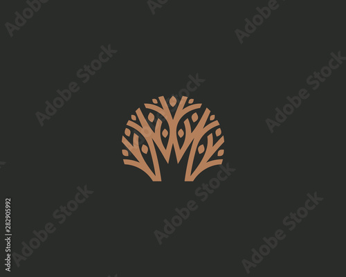 Abstract royal tree vector logo icon. Park nature crown logotype.