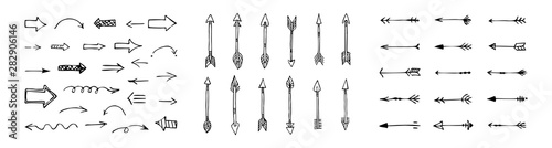 Doodle arrow set. Vector isolated on white design elements.