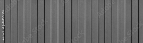 Top view of WPC in gray color. WPC: Wood-Plastic Composites are wood fiber and thermoplastic such as PE, PP, PVC, or PLA. A WPC decking are stylish and enrich the outdoor living