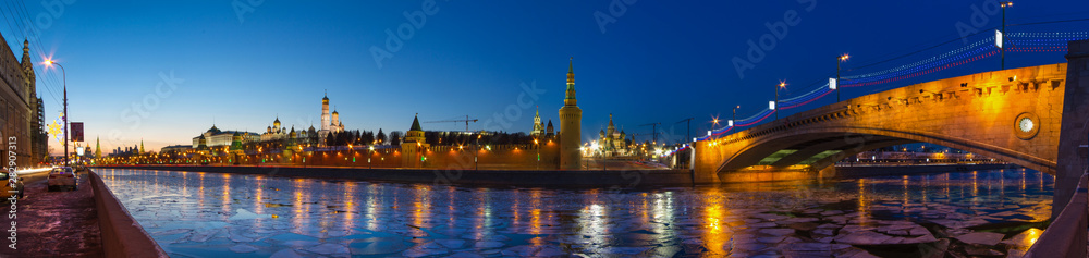 night view of moscow russia