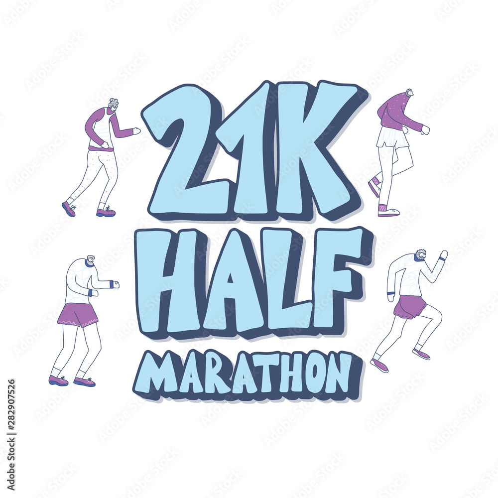 21 k run text isolated. Vector text illustration.