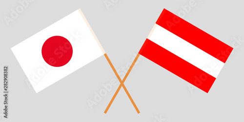 Japan and Austria. Crossed Japanese and Austrian flags