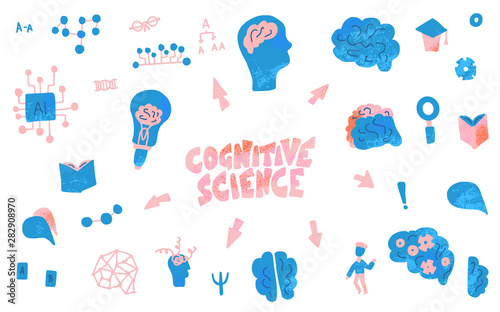 Cognitive science concept. Set of vector elements.