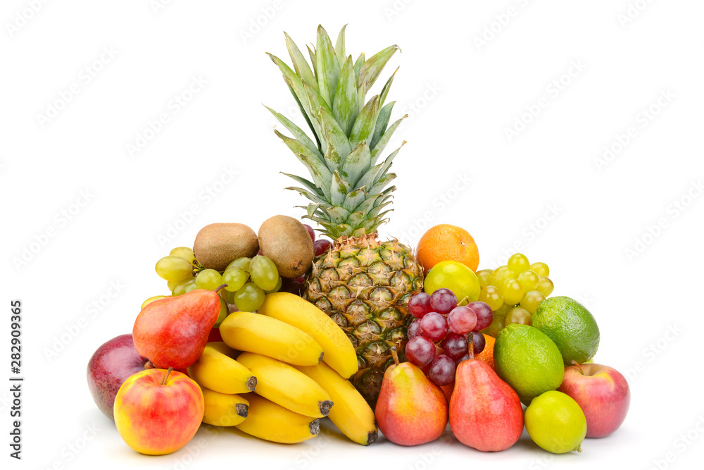 Delicious fresh bright fruits isolated on white Delicious fresh bright fruits isolated on white