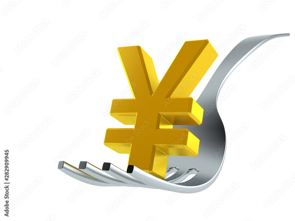 Obraz premium Yen currency with fork