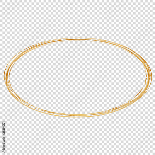 golden oval frame isolated on transparent background