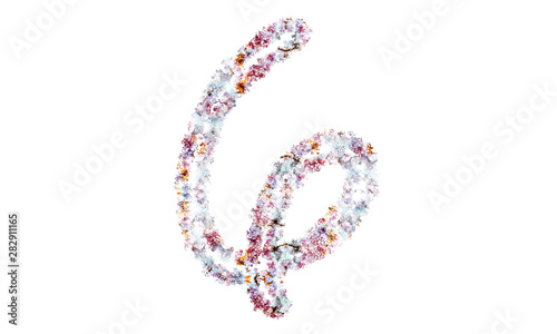 Flower alphabet. Colorful font. Uppercase, lowercase and numbers.
