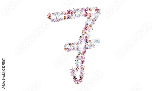 Flower alphabet. Colorful font. Uppercase, lowercase and numbers.
