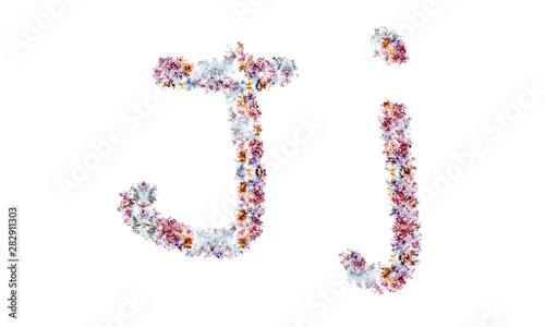 Flower alphabet. Colorful font. Uppercase, lowercase and numbers.