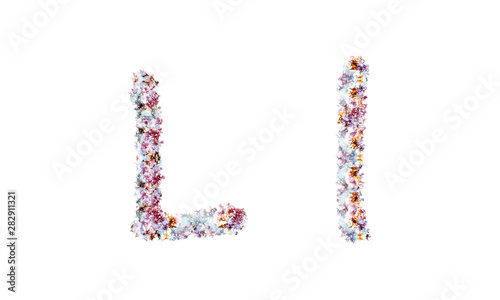 Flower alphabet. Colorful font. Uppercase, lowercase and numbers.