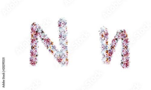 Flower alphabet. Colorful font. Uppercase, lowercase and numbers.