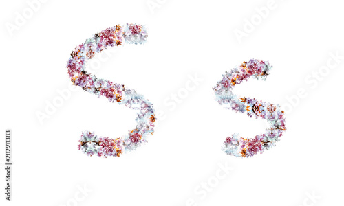 Flower alphabet. Colorful font. Uppercase, lowercase and numbers.