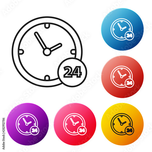 Black line Coin money with pound sterling symbol icon isolated on white background. Banking currency sign. Cash symbol. Set icons colorful circle buttons. Vector Illustration