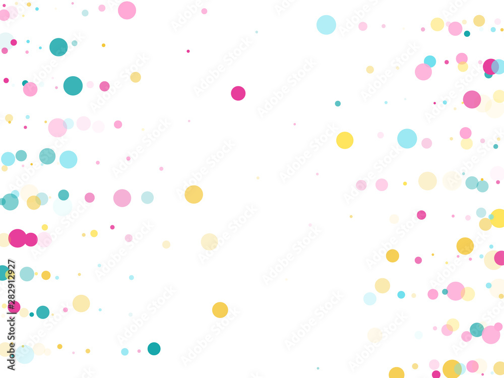 Memphis round confetti festive background in cyan blue, pink and yellow. Childish pattern vector. Memphis round confetti festive background in cyan blue, pink and yellow. Childish pattern vector.