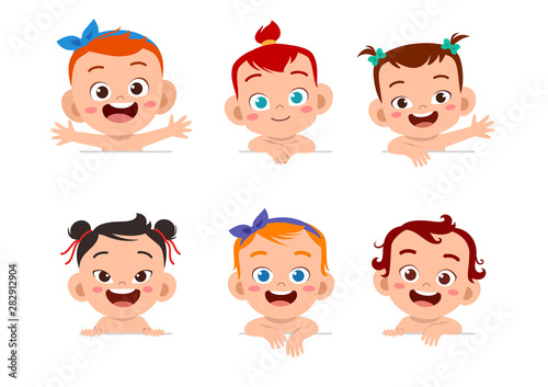 happy cute baby set bundle vector