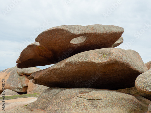 Weathered boulders near the  Île Renote, Trégastel, Brittany photo