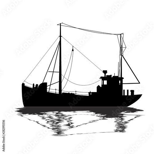 Fishing ship silhouette