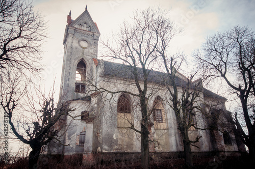 Outdoor view of an old abandoned church