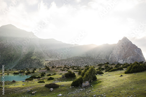 Landscape with Kulikalon lakes in Fann mountains. Tajikistan  Central Asia