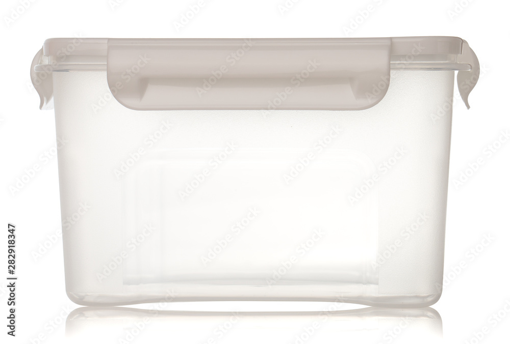 Plastic container on a white background. Food container close up. Plastic container on a white background. Food container close up.