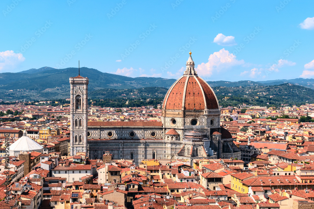 Cathedral of Santa Maria del Fiore and Giotto's Bell Tower. Florence, Italy.
