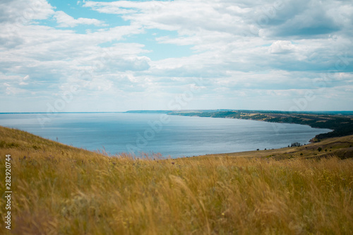 Beautiful landscape of the hills and the Volga river in Russia.