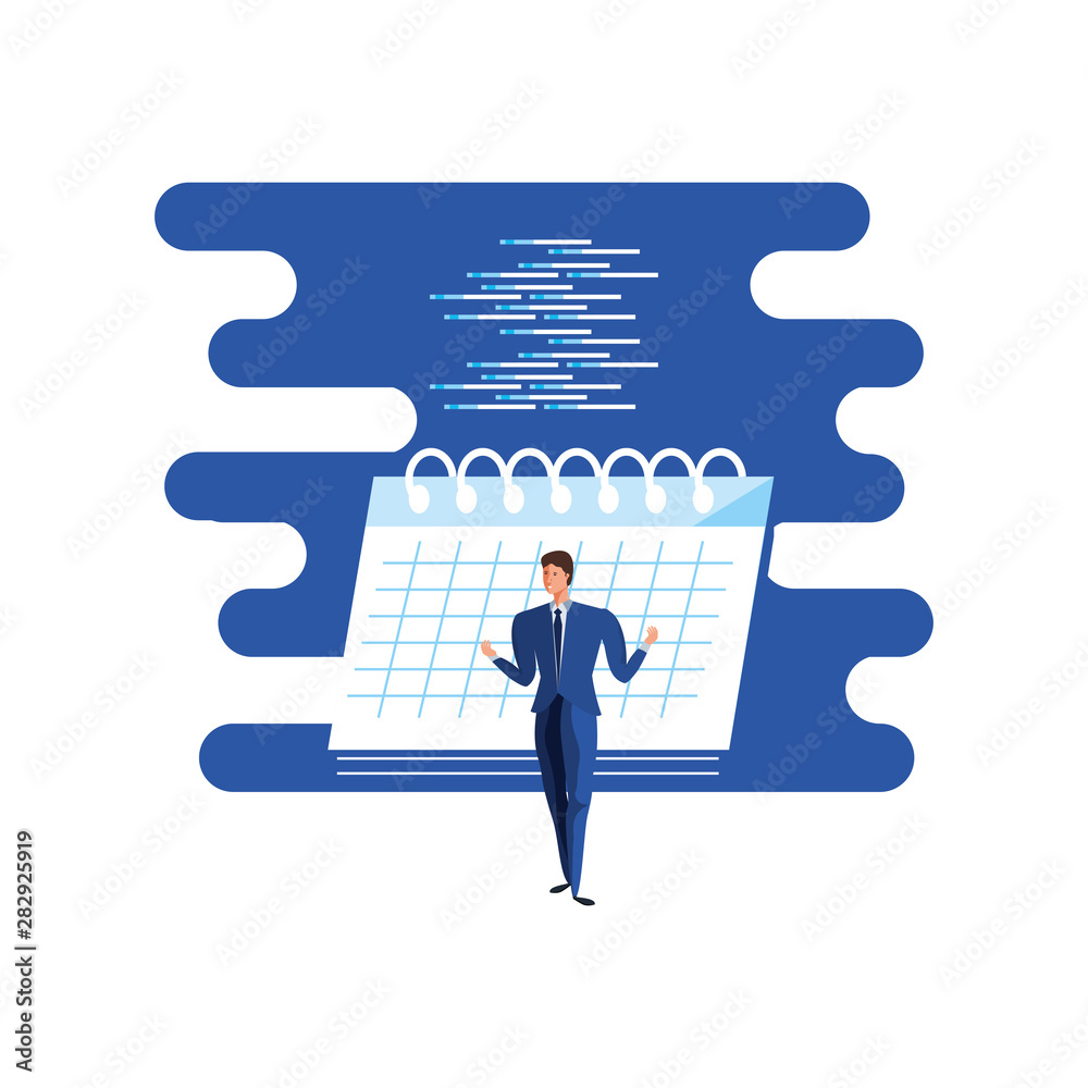 business man elegant with calendar reminder business man elegant with calendar reminder