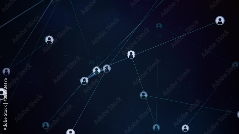 Dynamic Backgrounds Avatar Rotating Avatars Network on Dark Blue Backdrop. Seamlessly looping ...