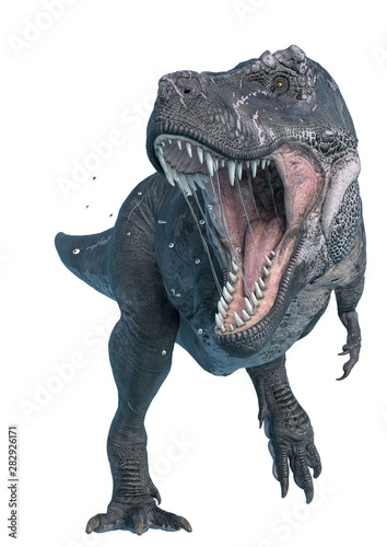 tyrannosaurus rex hunting with saliva on his mounth