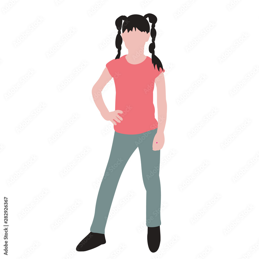 isolated, flat style, no face, little girl isolated, flat style, no face, little girl