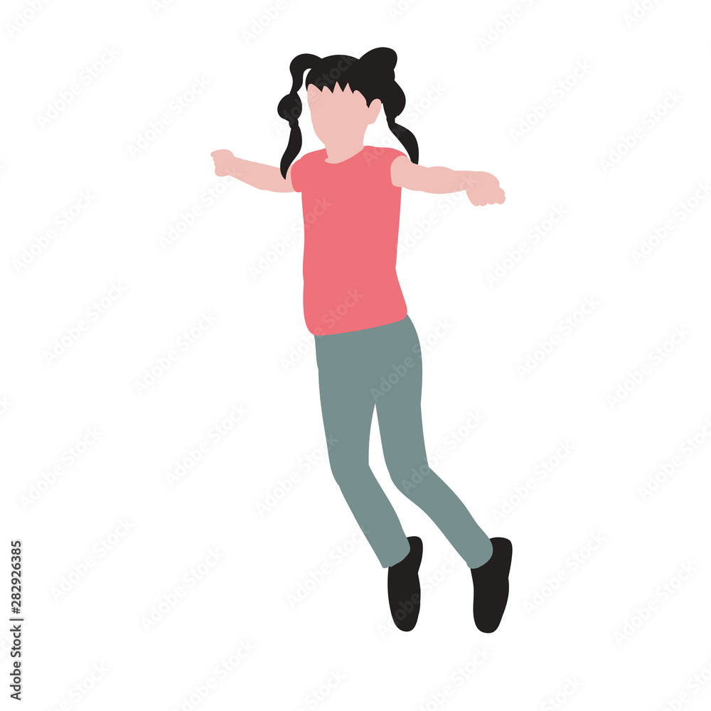isolated, flat style, no face, little girl jumping isolated, flat style, no face, little girl jumping