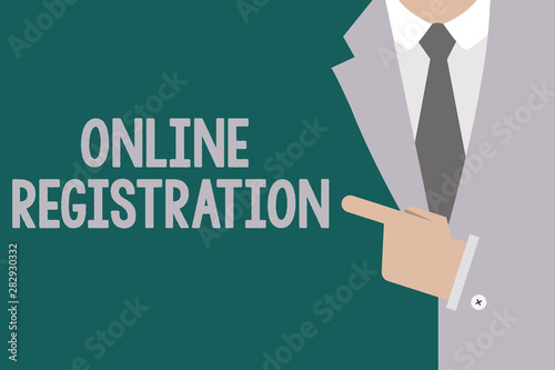 Conceptual hand writing showing Online Registration. Business photo text Process to Subscribe to Join an event club via Internet.