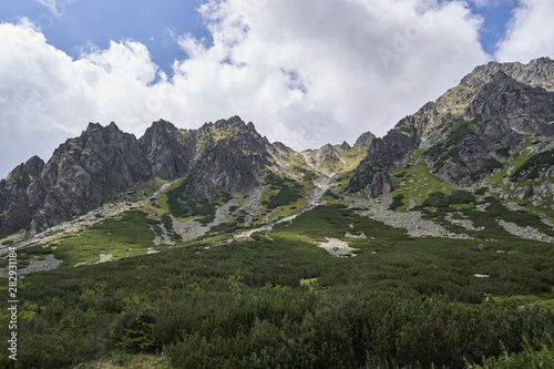High Tatras mountains in Slovak Republic, Picture taken from mlynicka walley show Solisko peak. Tatras mountains is a highest mountain range in Carpathian Mountains with alpine character of nature. photo