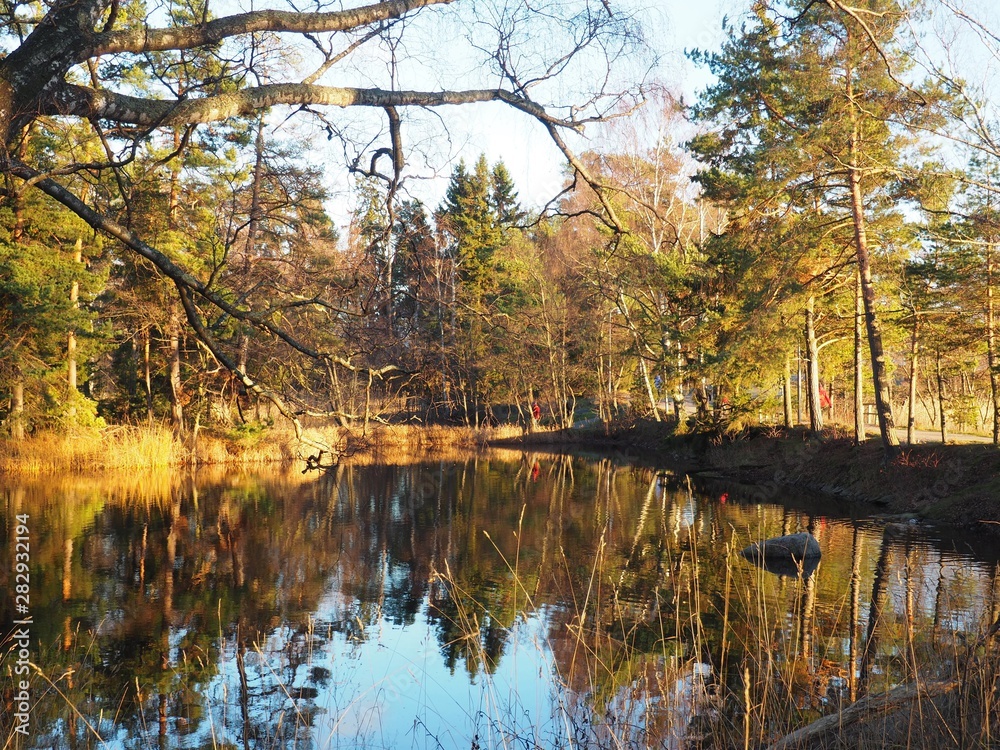 autumn landscape with lake and trees reflexion autumn landscape with lake and trees reflexion