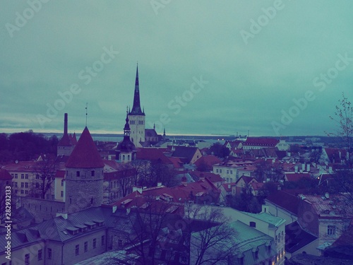 panoramic view of Talinn Estonia old photo