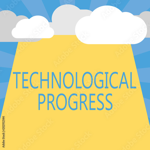 Writing note showing Technological Progress. Business photo showcasing overall Process of Invention Innovation Diffusion.