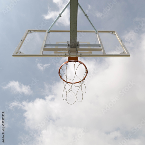 Basketball hoop and net.
