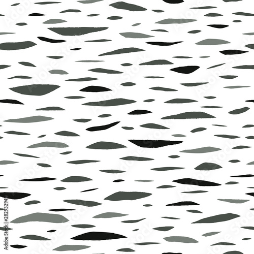 Simple seamless pattern with hand drawn dashes and lines. Abstract brush stripes texture. Birch bark background. Vector illustration
