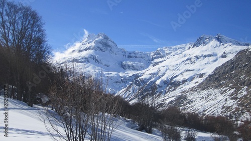  winter in the mountains landscape the Alps France 