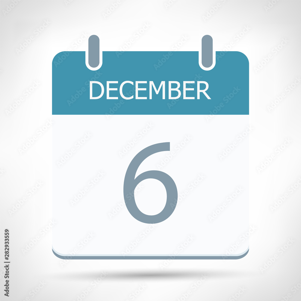 December 6 - Calendar Icon - Calendar flat design template December 6 - Calendar Icon - Calendar flat design template