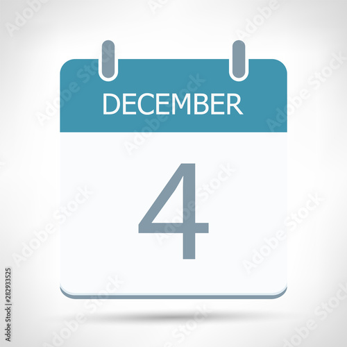 December 4 - Calendar Icon - Calendar flat design template