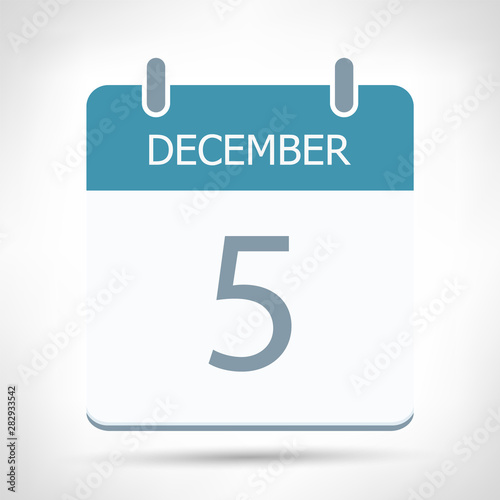 December 5 - Calendar Icon - Calendar flat design template