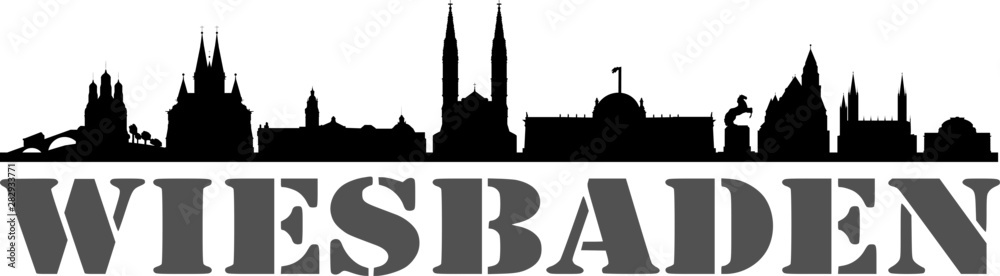 Fototapeta premium Wiesbaden City Skyline Vector Silhouette
