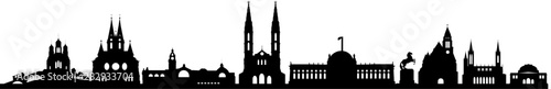 Obraz na płótnie Wiesbaden City Skyline Vector Silhouette w salonie