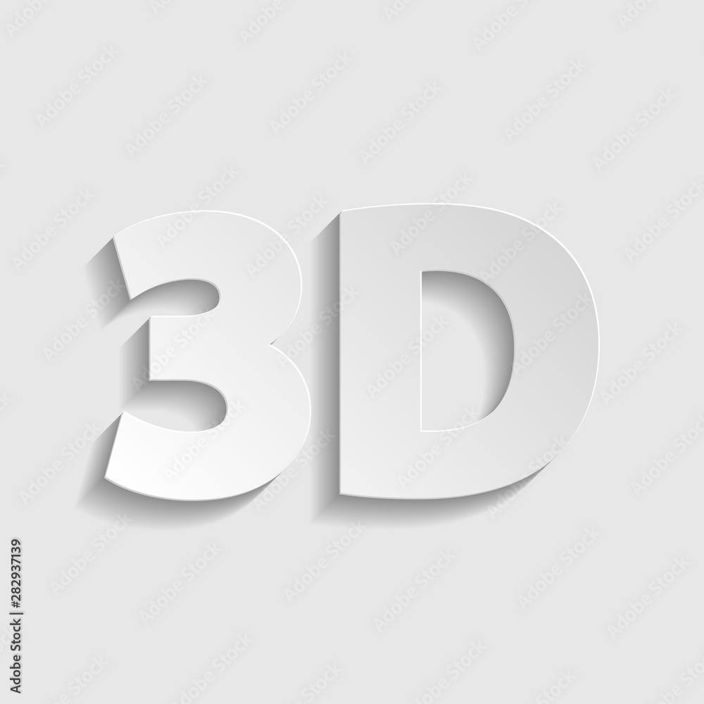 3d graphics symbol sign. Paper style icon. Illustration. 3d graphics symbol sign. Paper style icon. Illustration.