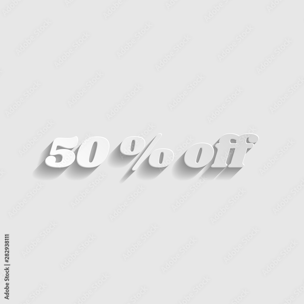 50% off inscription. Paper style icon. Illustration. 50% off inscription. Paper style icon. Illustration.