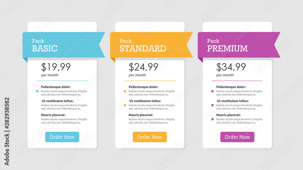 Vector Price List. Template for website