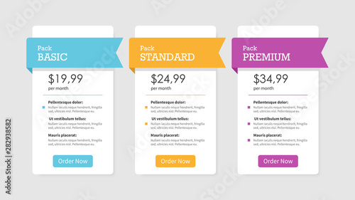 Vector Price List. Template for website